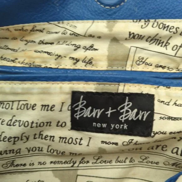 Nice Barr+Barr Women's Bag Blue Leather Purse Inside Card Pocket Hobo-lp - Picture 7 of 16